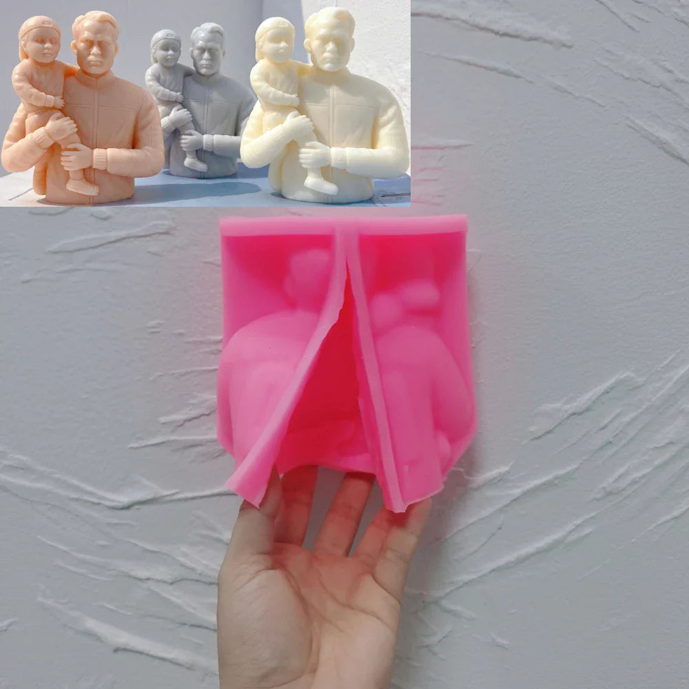Mother and Father with Child Candle Mold
