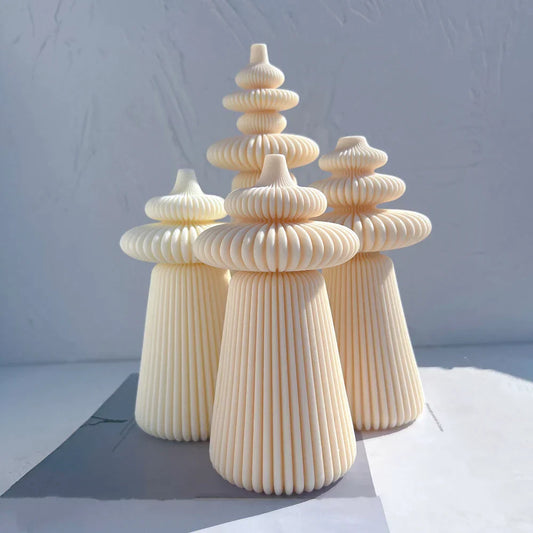 Cylindrical Striped Pillar Candle Mould