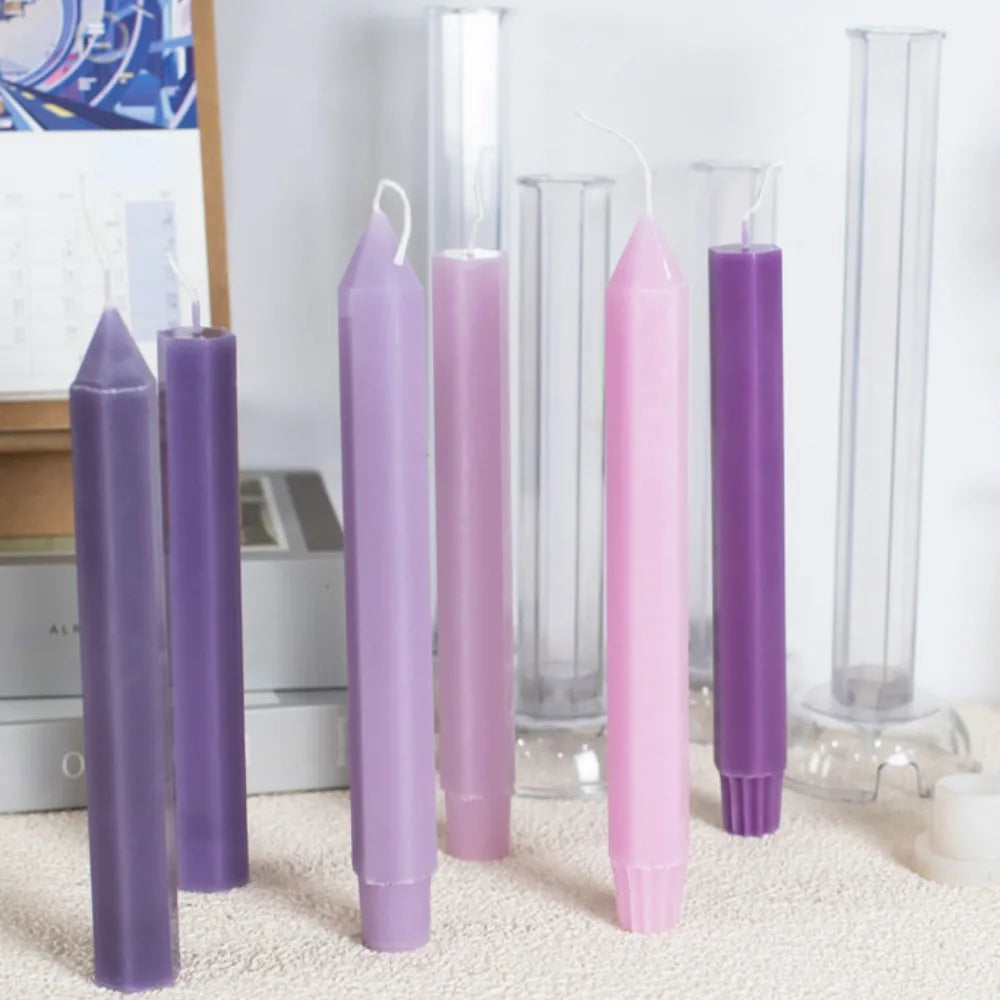 Hexagon Stripe Pole Acrylic Taper Candle Mould