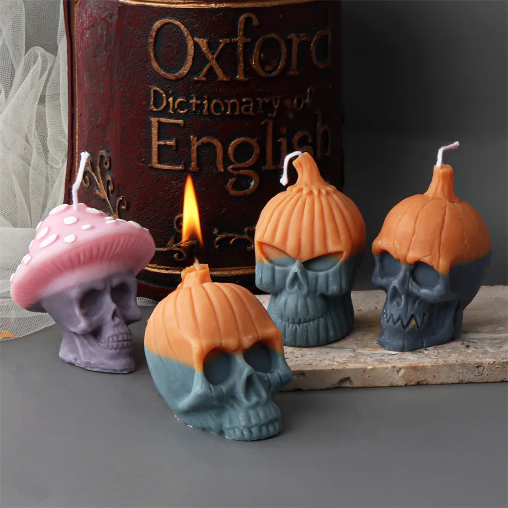 DIY Halloween Evil Pumpkin Skull Candle Mould