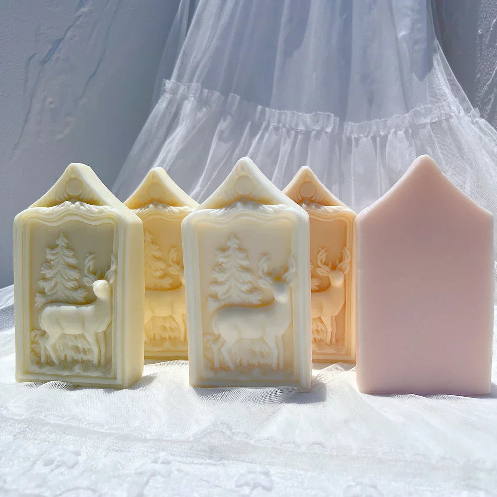 Reindeer Christmas Ornaments Silicone Candle Mould