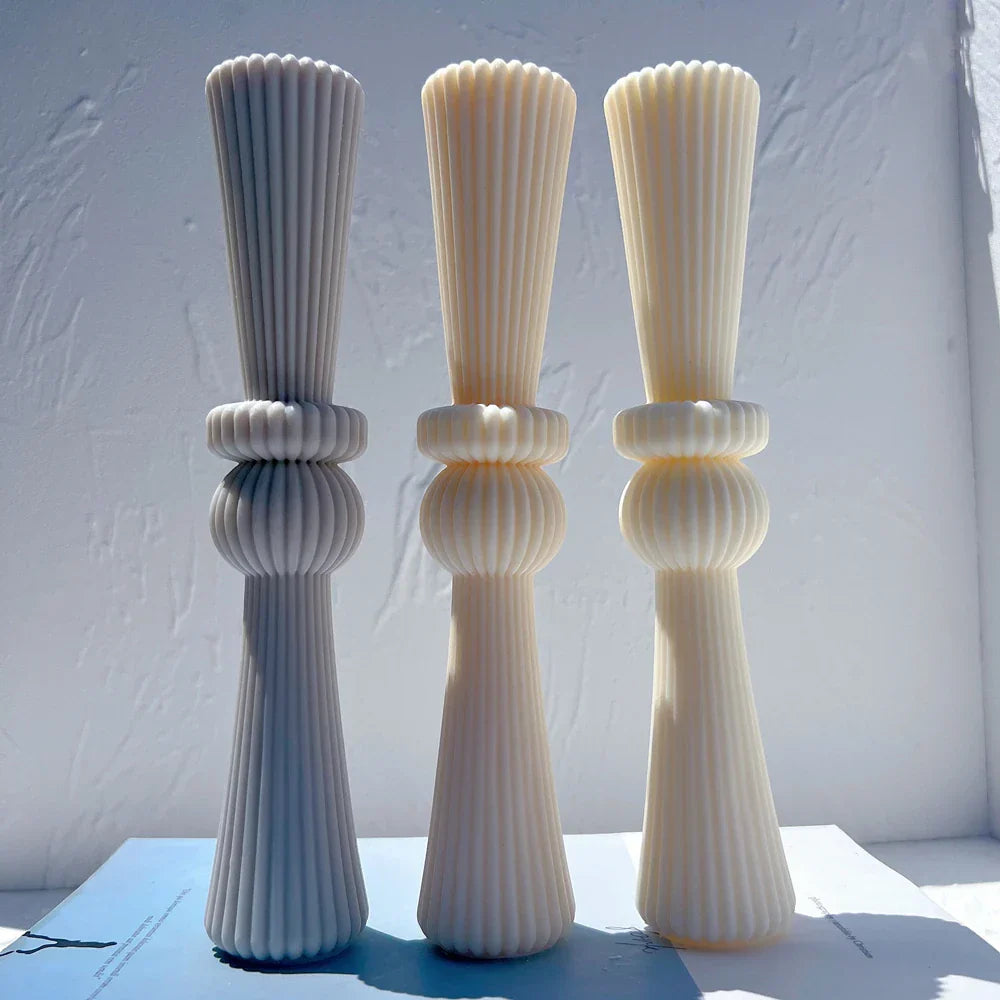 Geometric Abstract Decorative Striped Tall Candle Silicone Mould