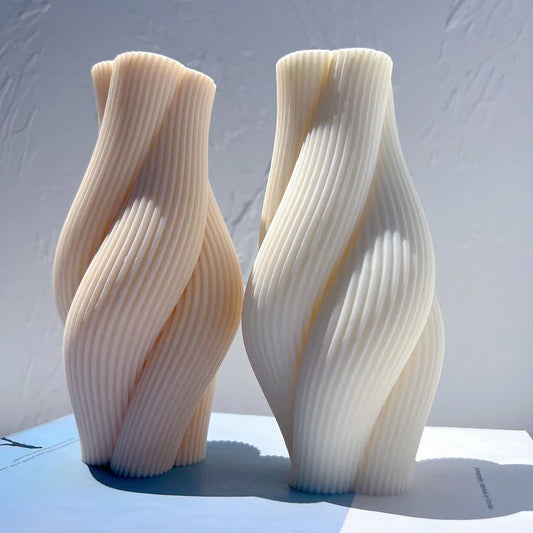 Ribbed Pillar Swirl Candle Moulds - Wave Twirl Spiral