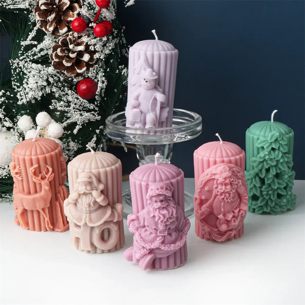 Christmas Cylindrical Candle Silicone Mould