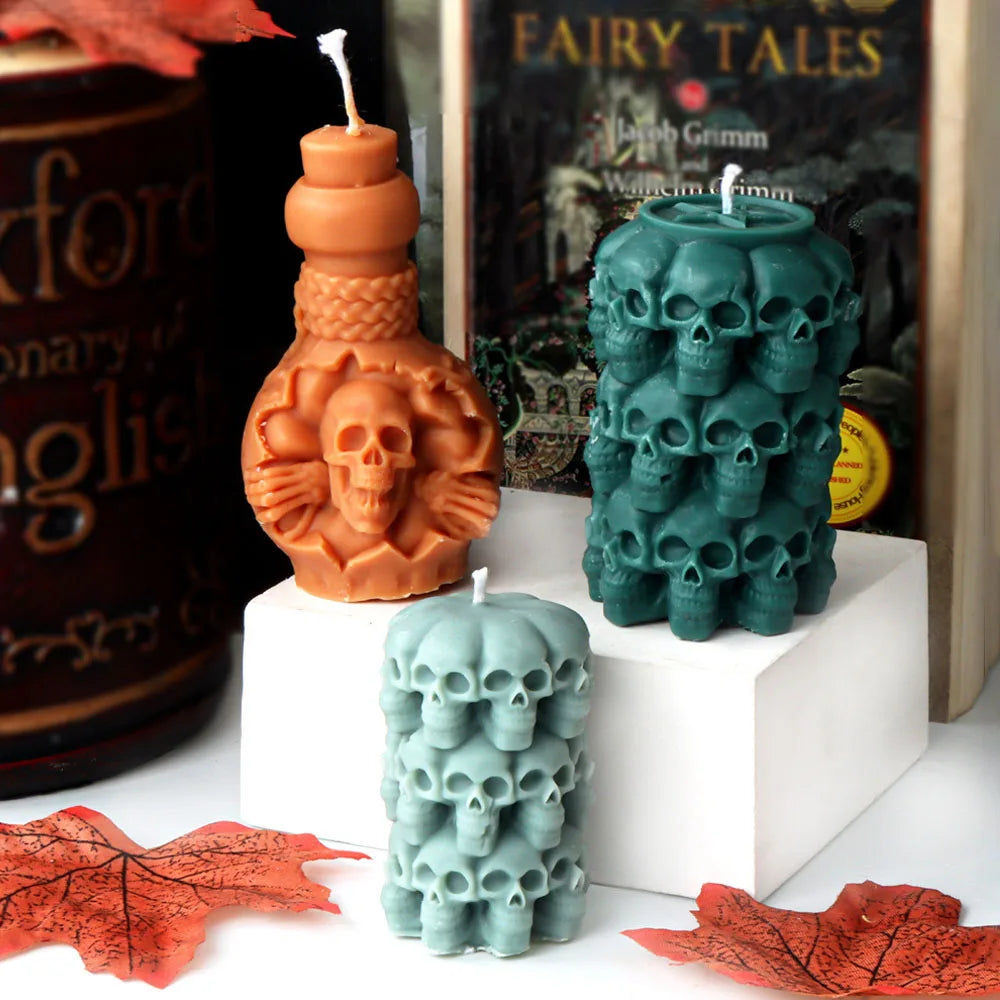 3D Skull Head Candle Moulds