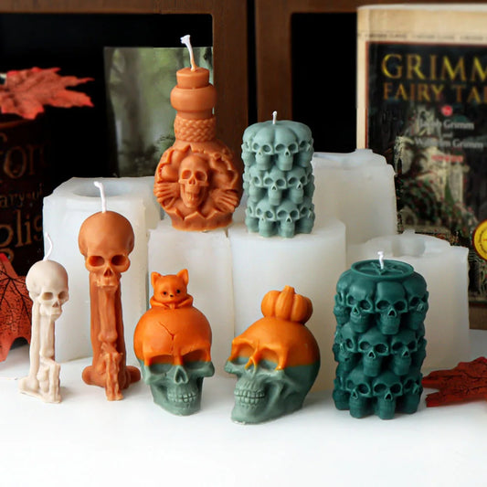 3D Skull Head Candle Moulds