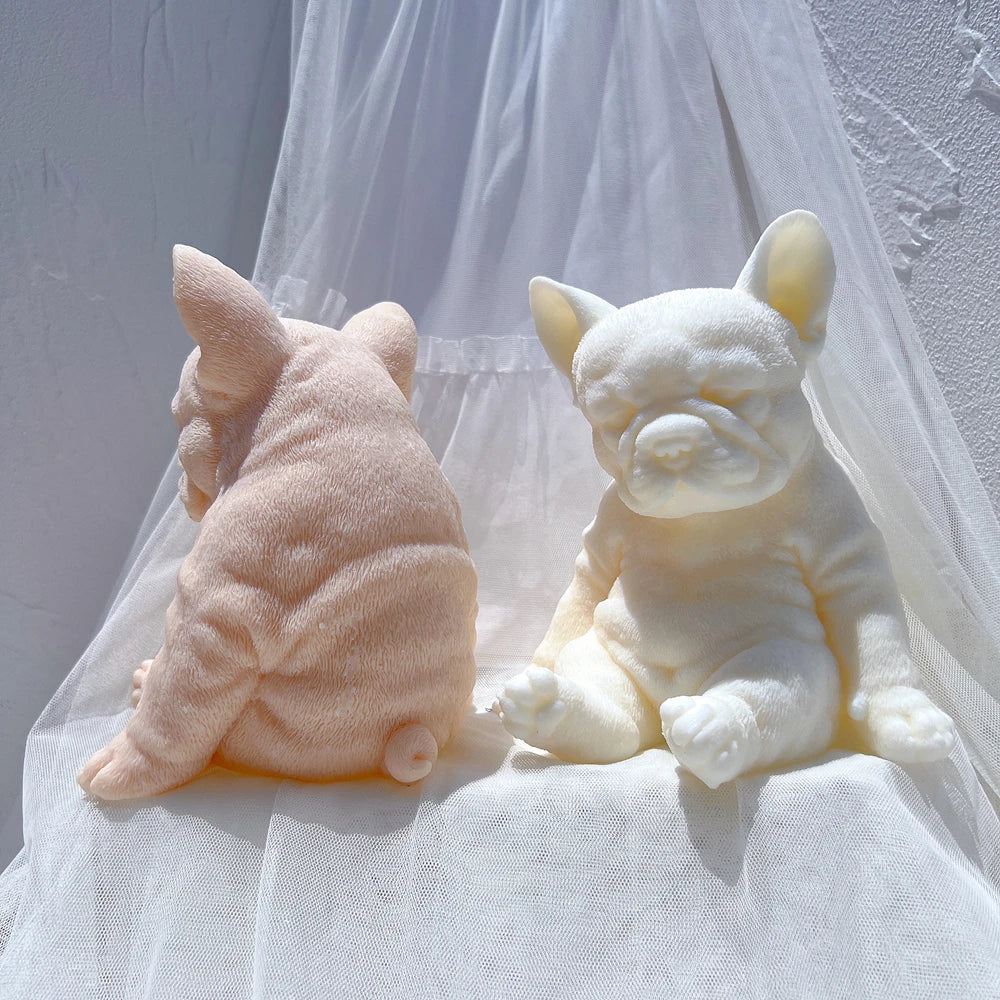 Sitting Sleeping French Bulldog Puppy Candle Mould