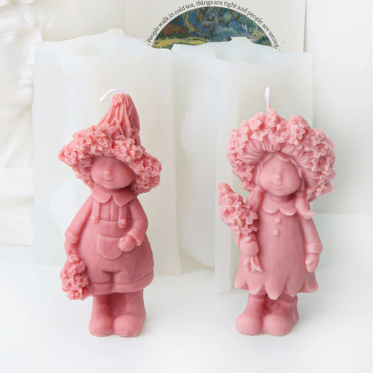 Lavender Hat Boy and Girl Candle Silicone Mould
