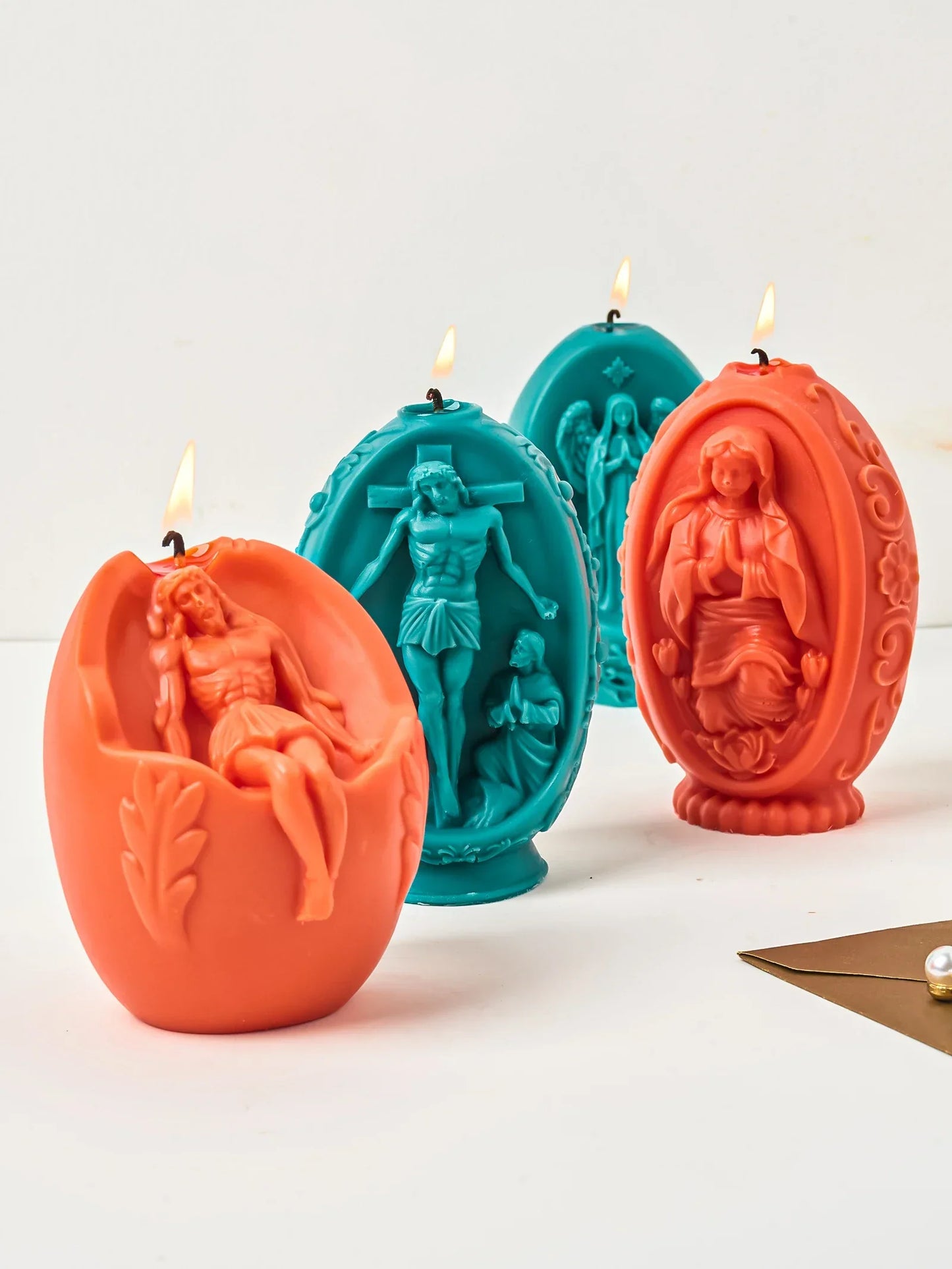 DIY 3D Jesus and Virgin Mary Easter Egg Silicone Candle Mould