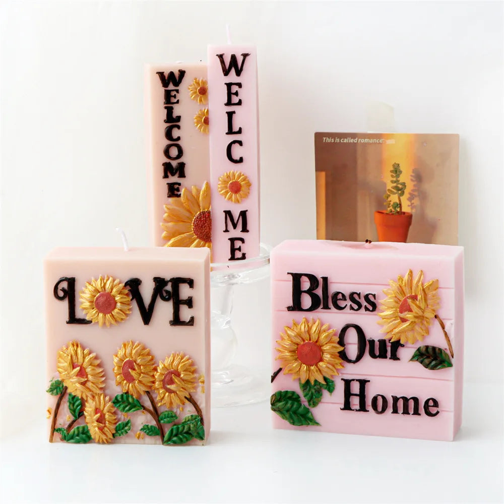 Sunflower Letters Slogan Candle Mould