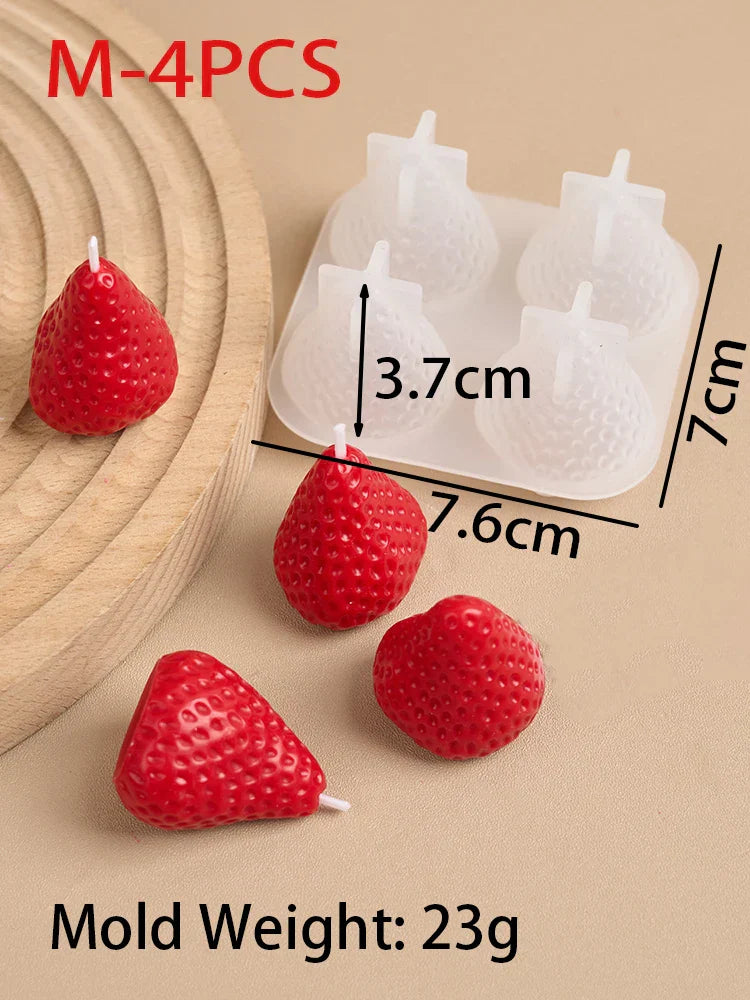 Strawberry Shaped Silicone Candle Mould 4PCS/1PC S/M/L