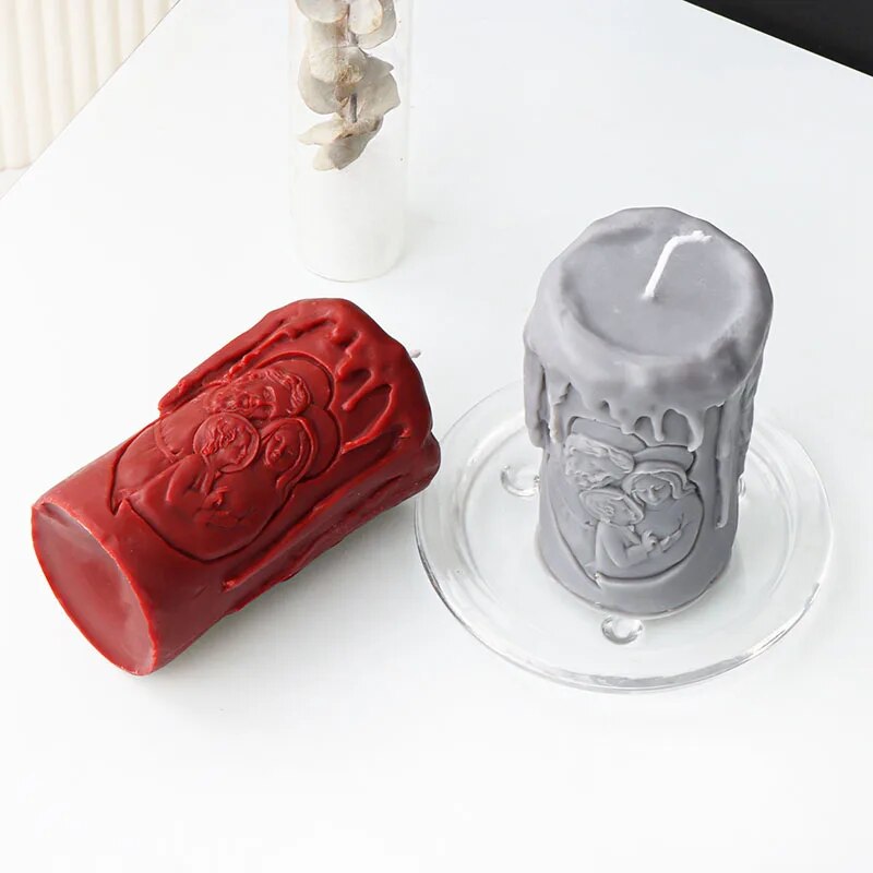 Cylindrical Jesus Family Candle Mould