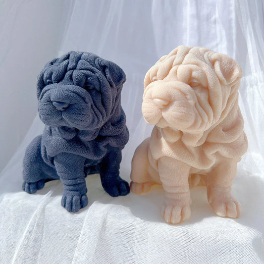 Shar Pei Dog Puppy Silcione Candle Mould
