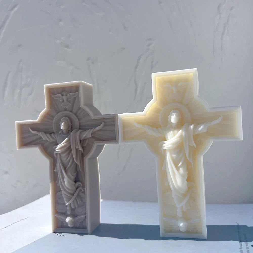 Jesus Statue Cross Candle Mould Silicone
