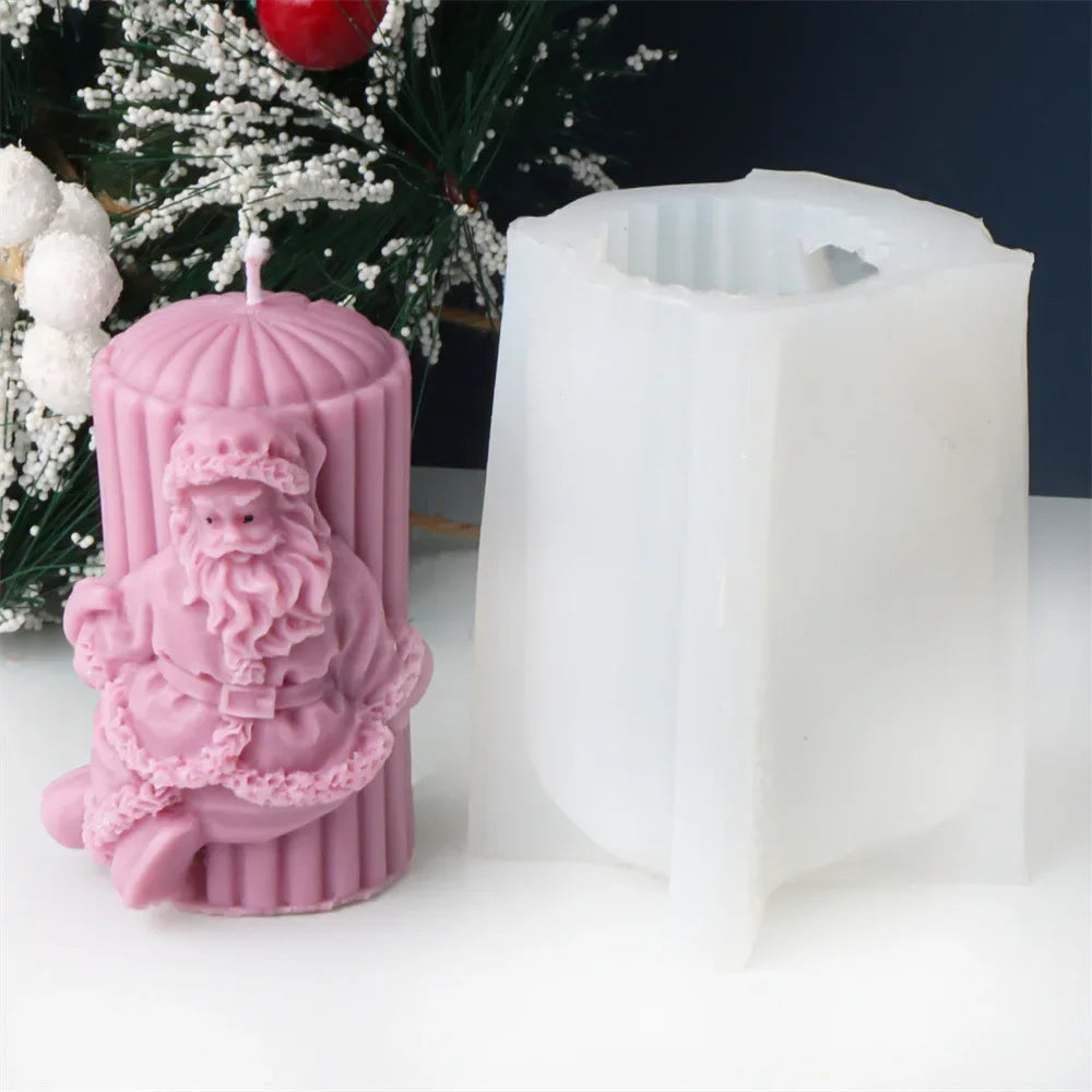 Christmas Cylindrical Candle Silicone Mould
