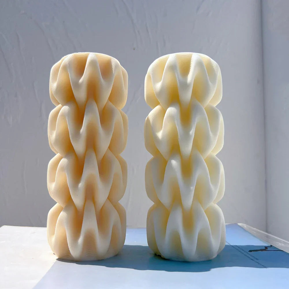 2 Sizes Wave Pillar Swirl Candle Mould