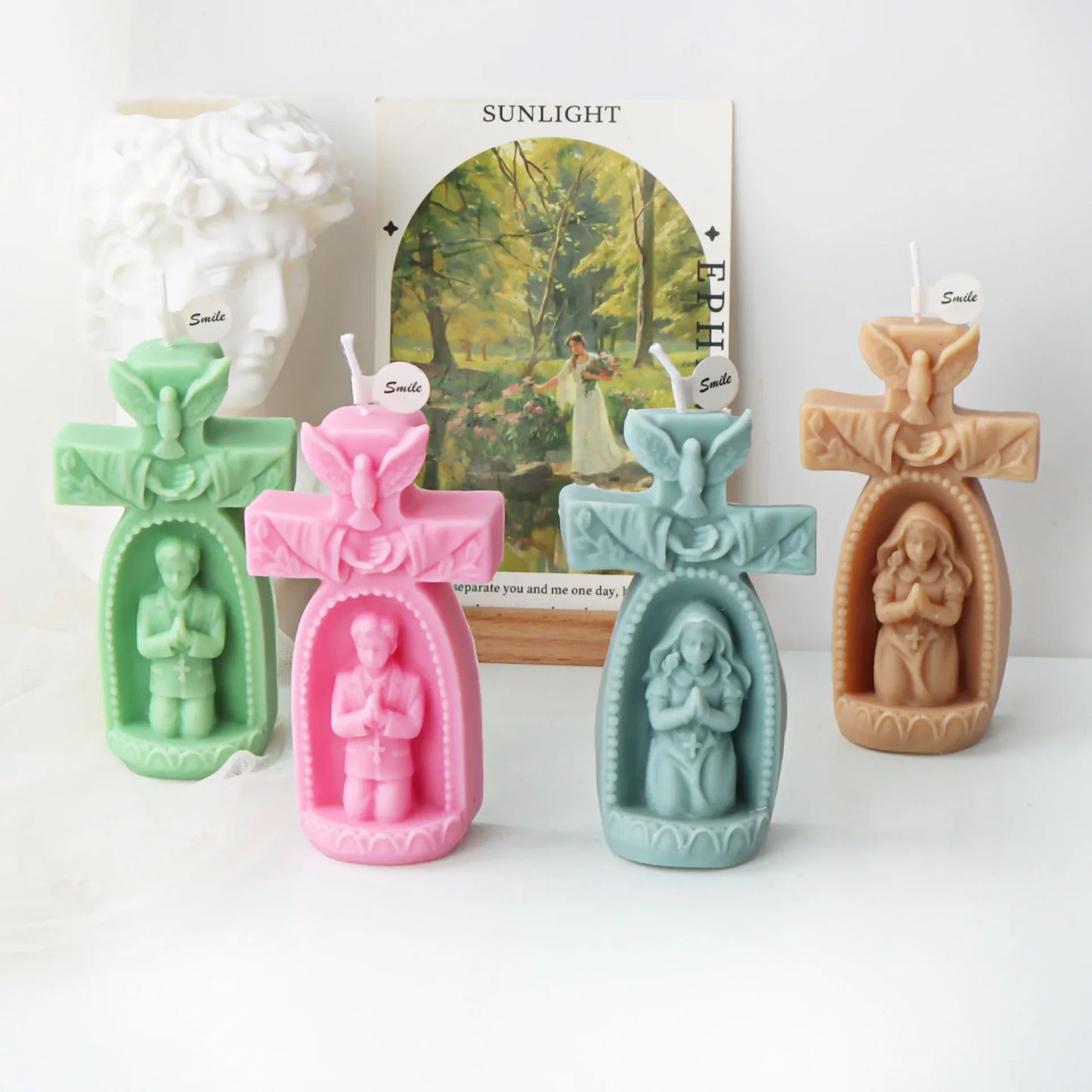 Cross Angel Boy and Girl Church Candle Mould