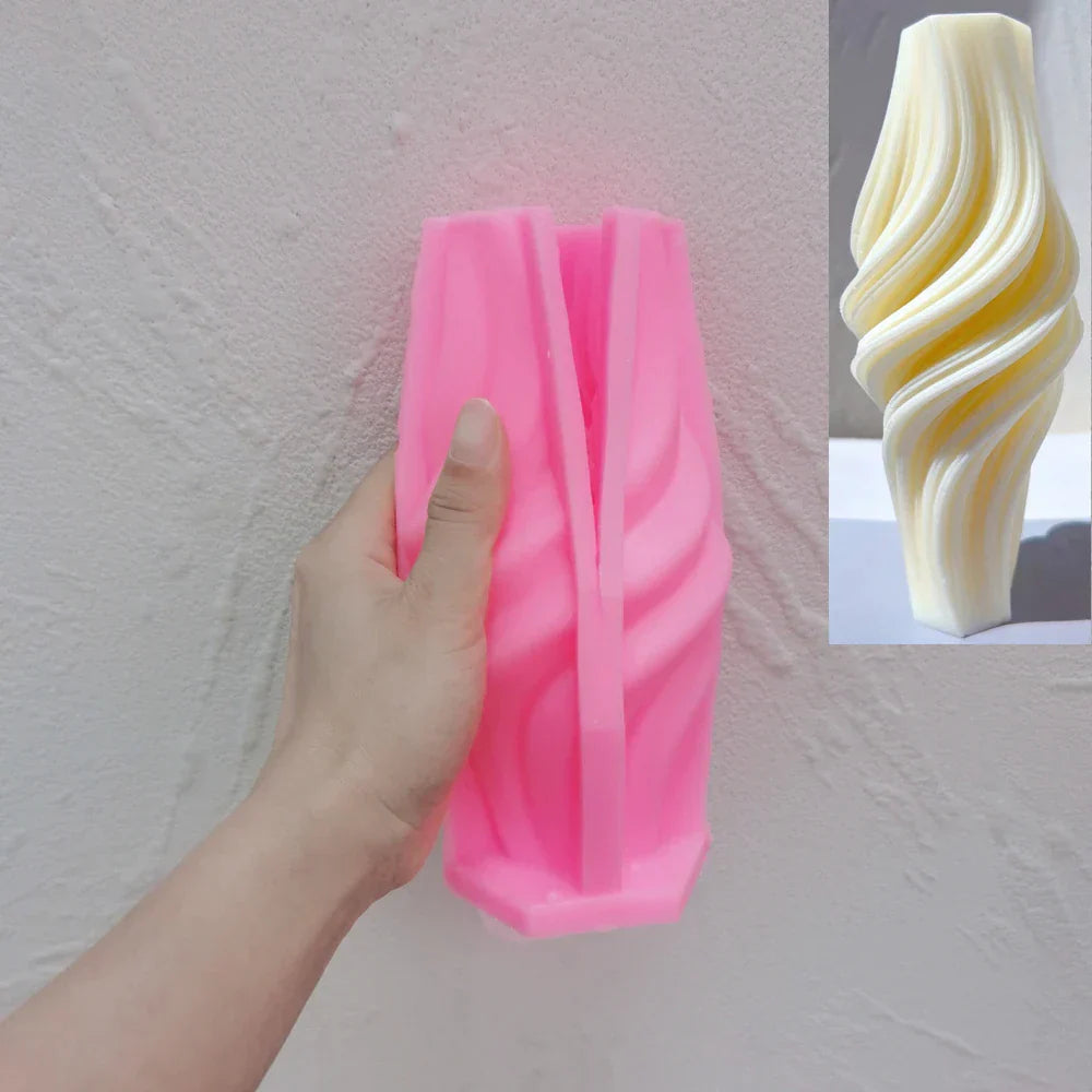 Wave Pillar Swirl Candle Silicone Mould