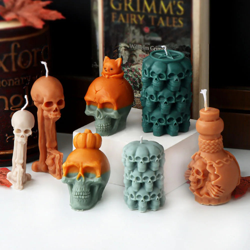 3D Skull Head Candle Moulds