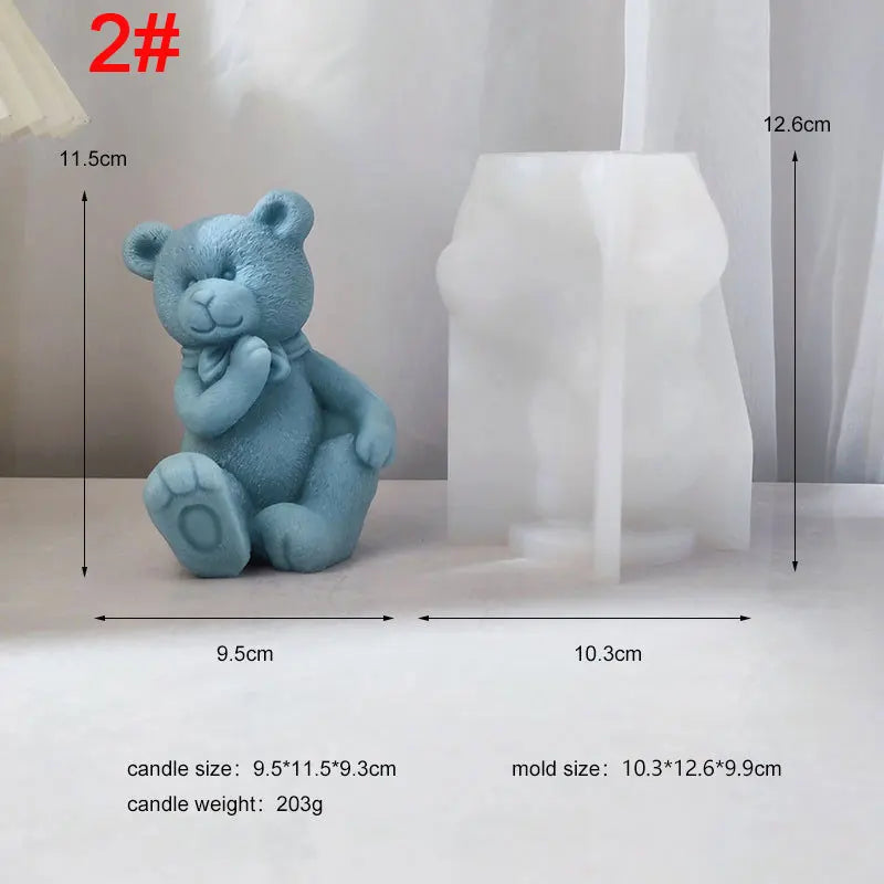 Bowtie Bear Family Candle Mould