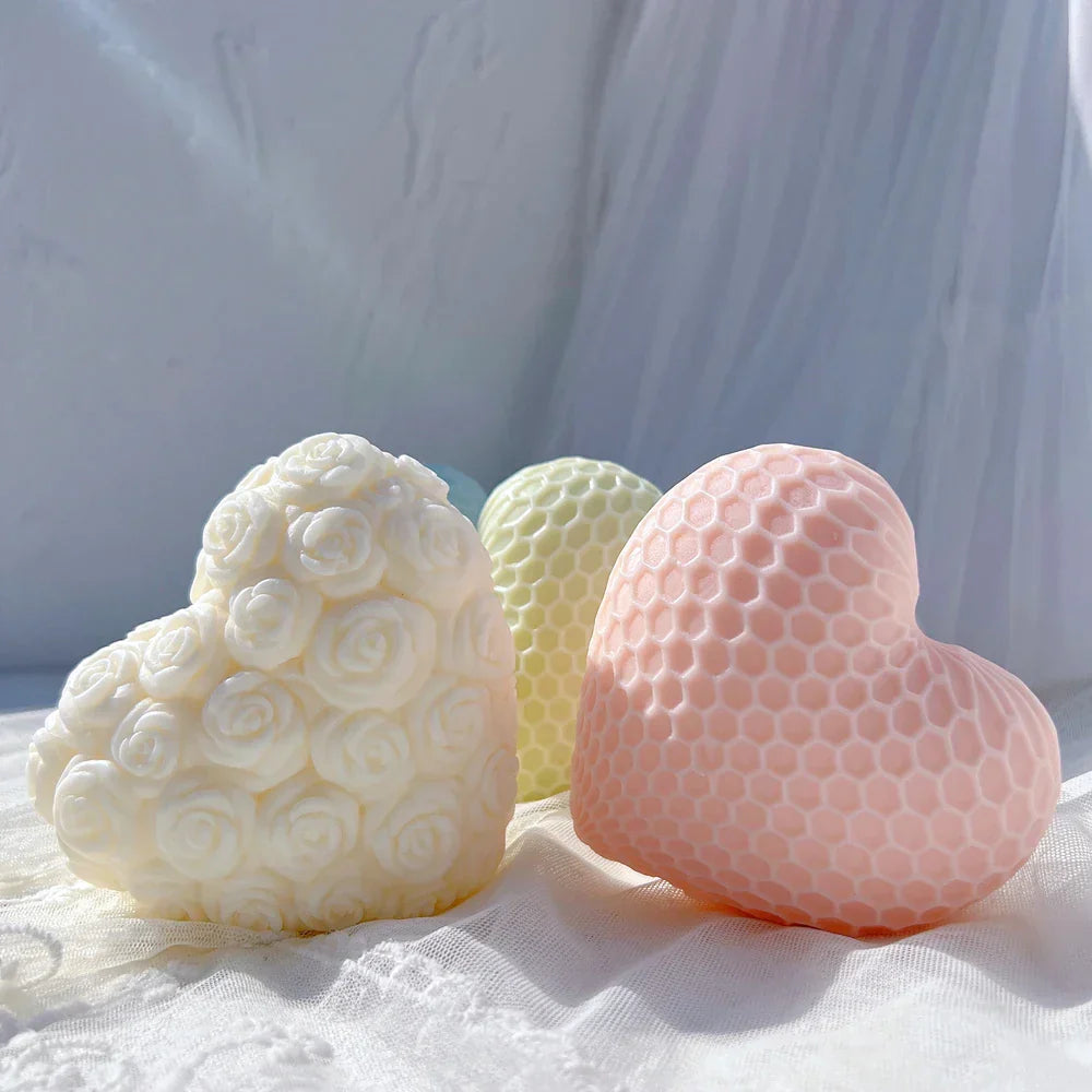 Rose Heart Silicone Candle Mould