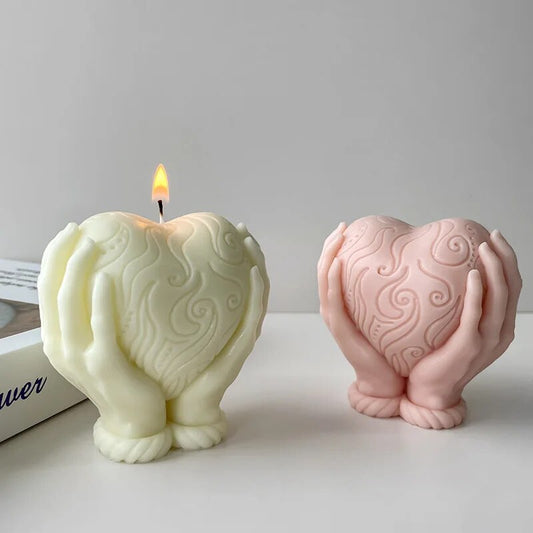 Holding Heart Love Candle Mould