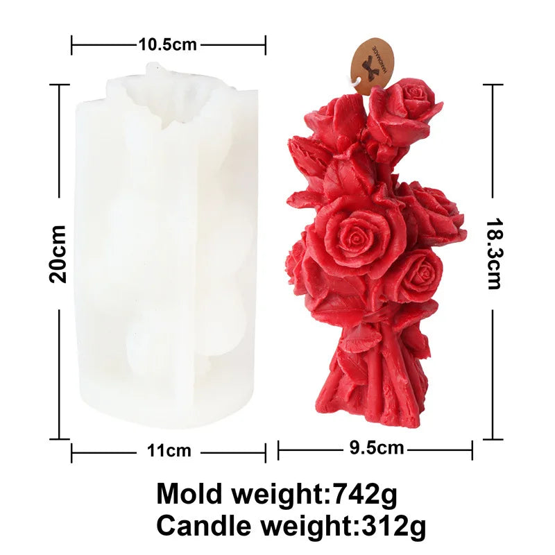 Sunflower and Rose Bouquet Candle Mould
