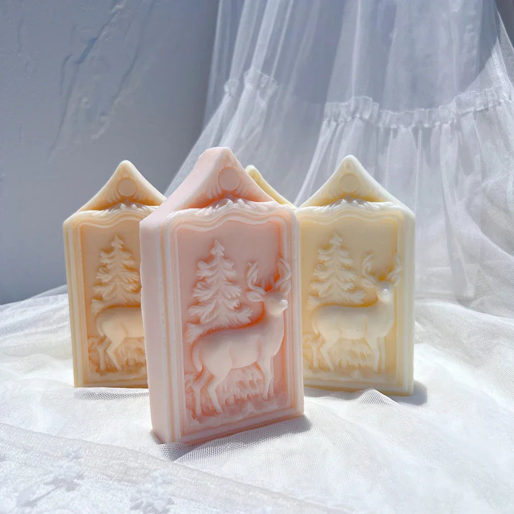 Reindeer Christmas Ornaments Silicone Candle Mould