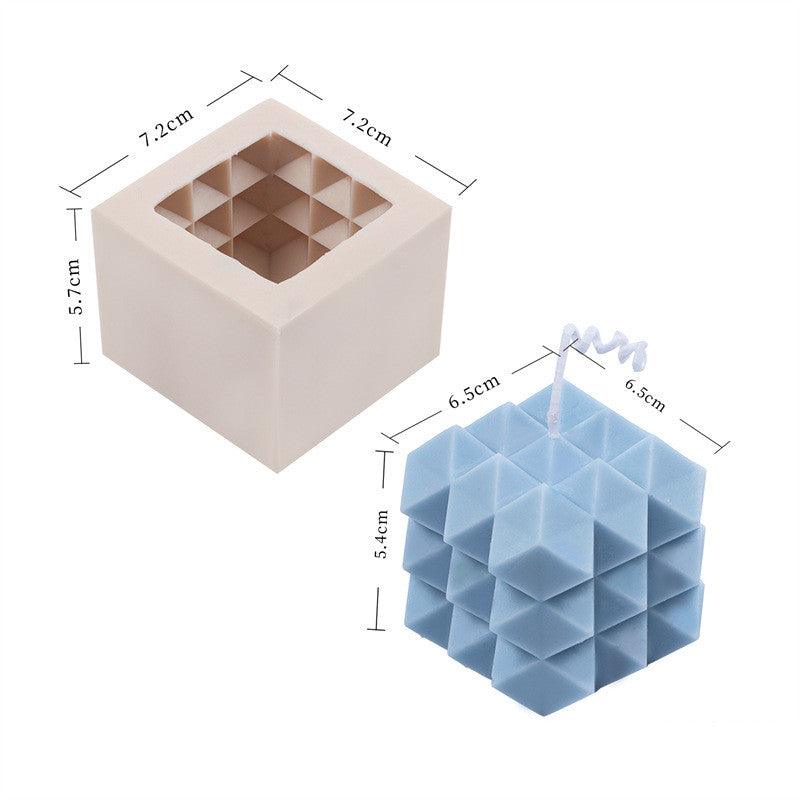 Silicone Square Three-dimensional Geometry Drill Face Rubik's Cube Aromatherapy Gypsum Liquid Silicone Candle Fondant Mould Candles Moulds