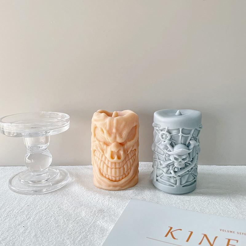 Skull Ornament Cylindrical Scented Candle Mould Candles Moulds