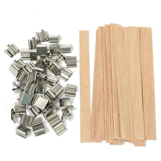 Smokeless Wooden Candle Wicks Candle Cores with Iron Stand for DIY Candle Making Candles Moulds