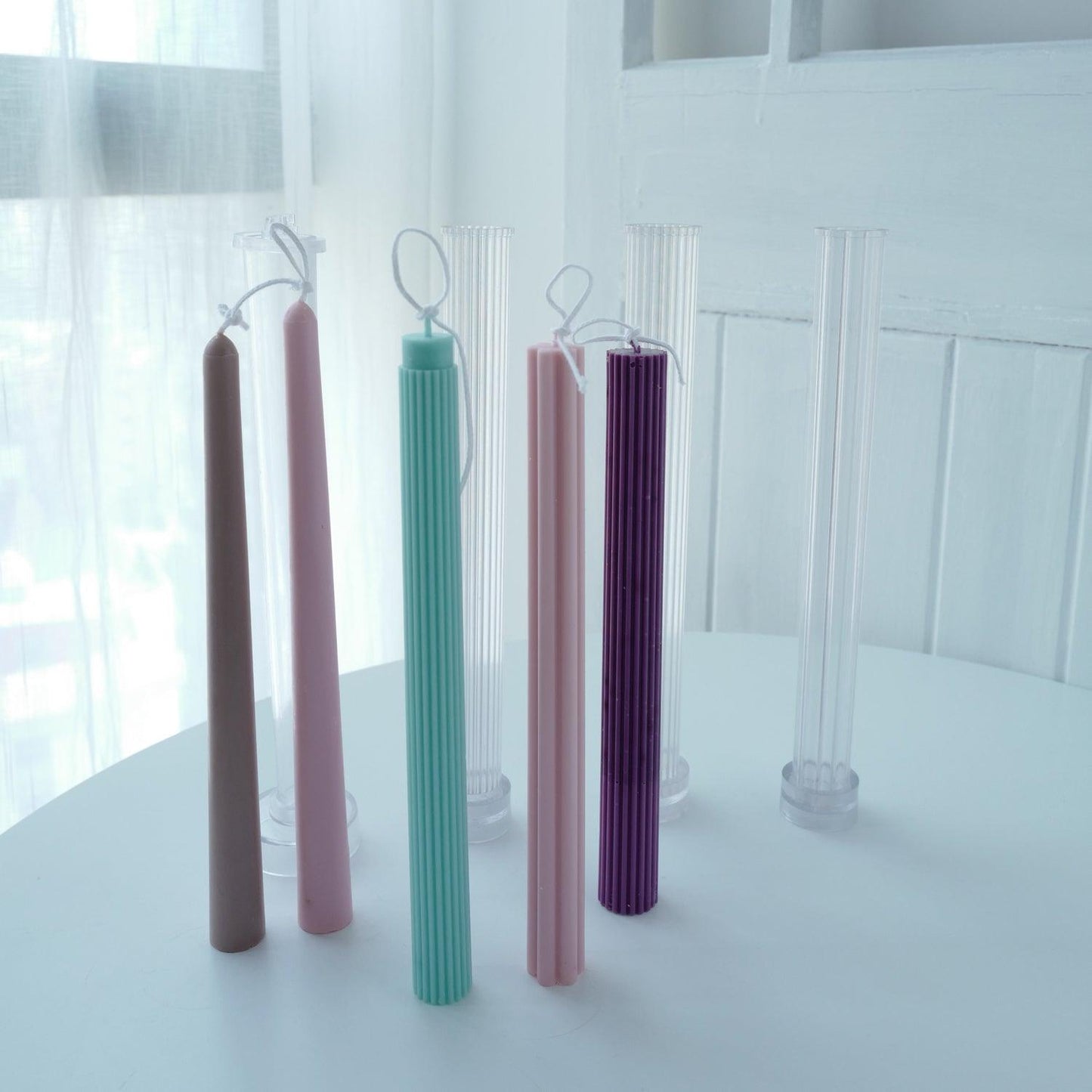 Striped Pillar Taper Candle Moulds