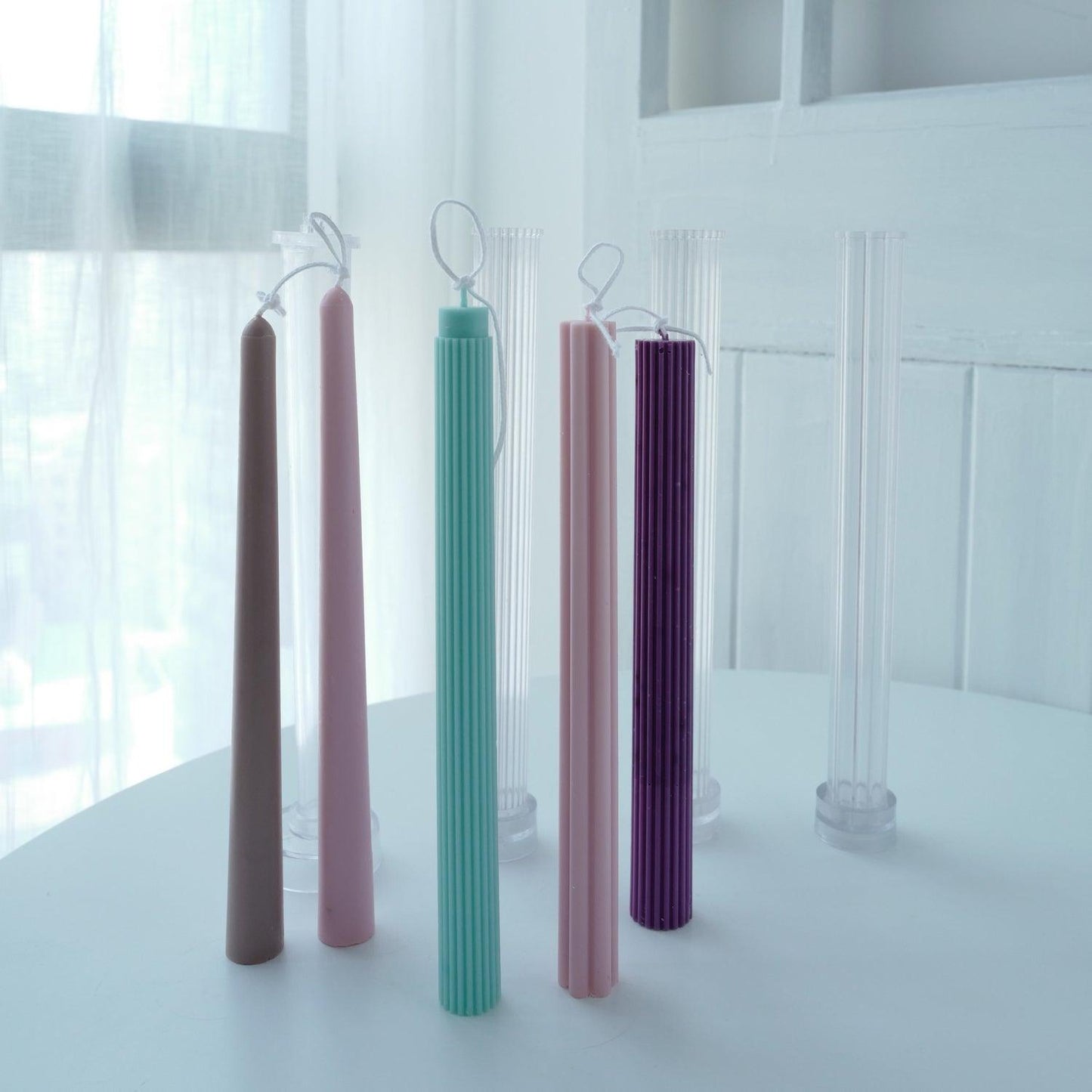 Striped Pillar Taper Candle Moulds