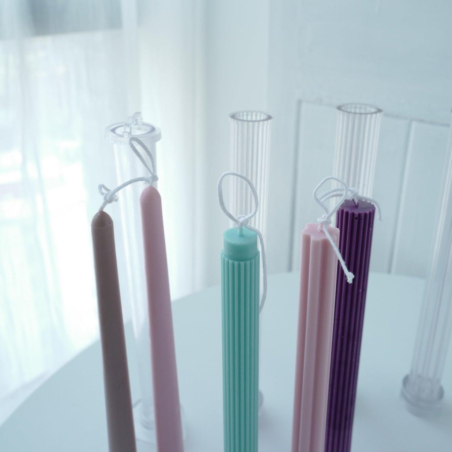 Striped Pillar Taper Candle Moulds