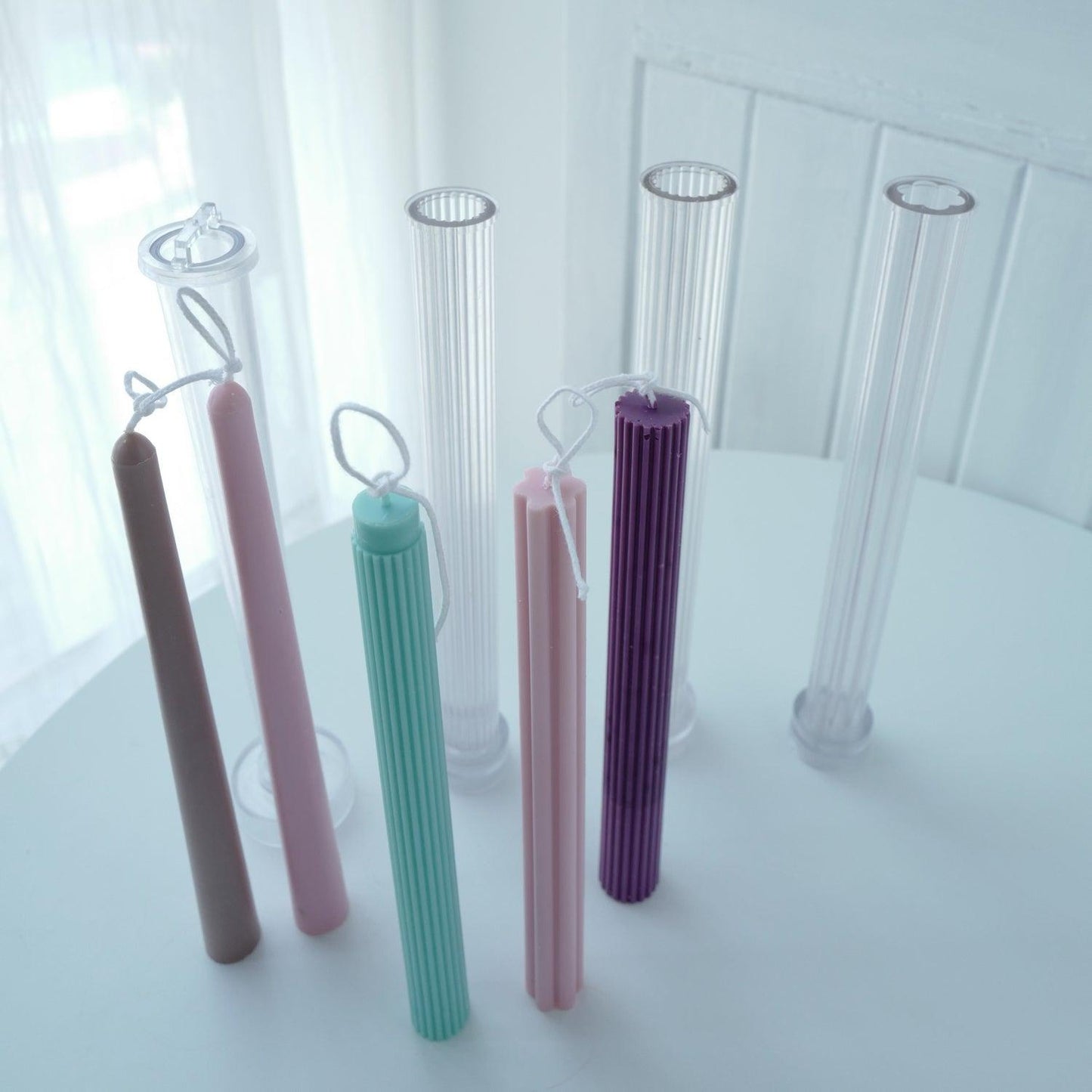 Striped Pillar Taper Candle Moulds