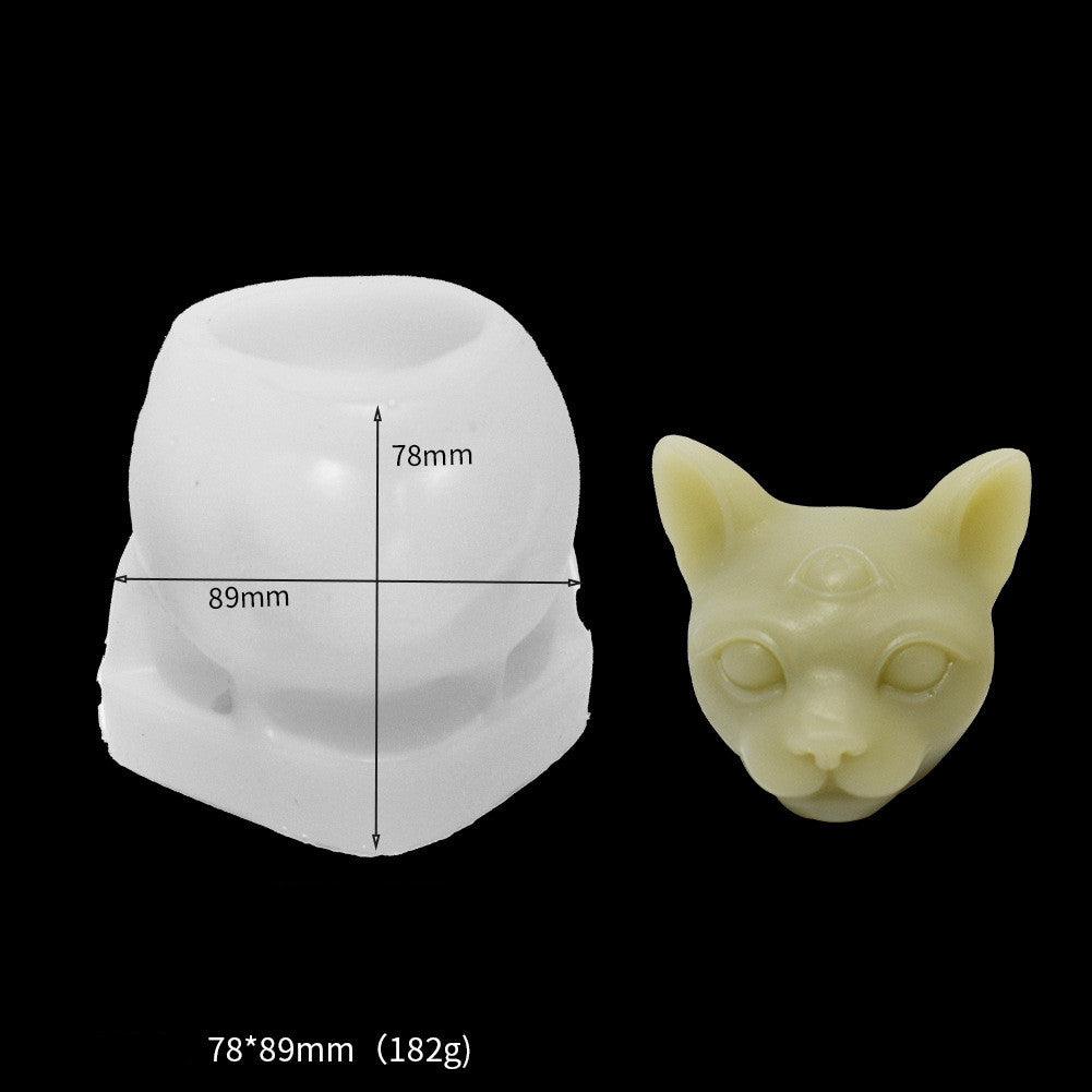 Three Eyed Cat Candle Silicone Moulds, Cat Head Moulds for Aromatherapy Candle Making Candles Moulds