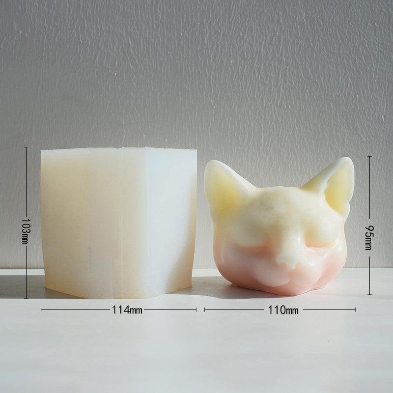 Three Eyes Cat Head DIY Scented Candle Silicone Mould Candles Moulds