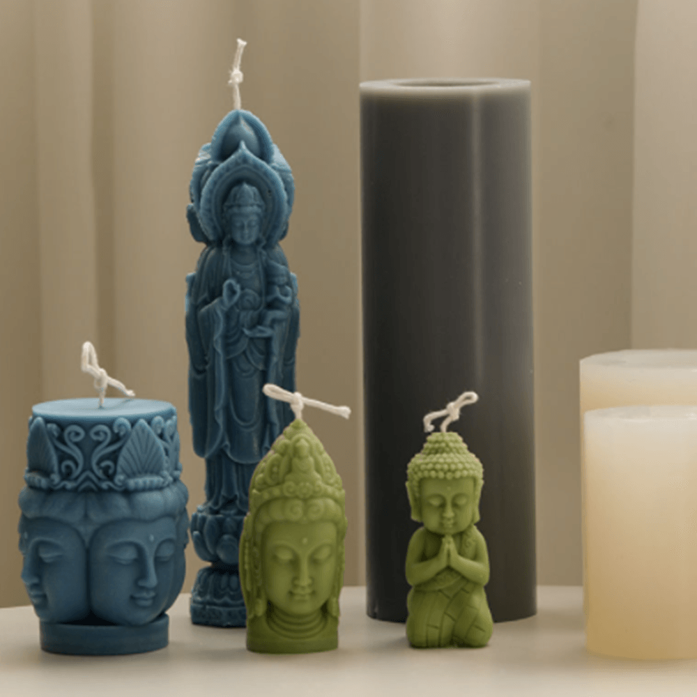 Three Faced Buddha Head Shape Candle Diy Silicone Mould Candles Moulds