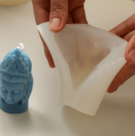 Three Faced Buddha Head Shape Candle Diy Silicone Mould Candles Moulds
