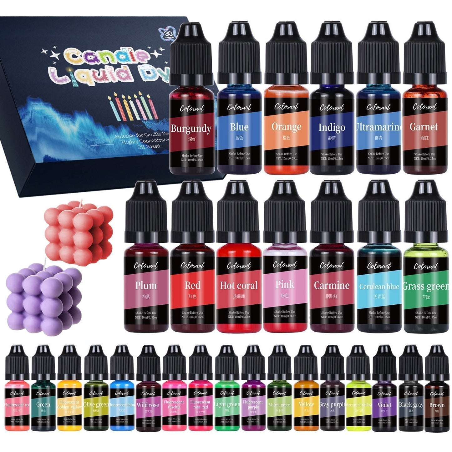 Vibrant Candle Dye Set - Create Custom Colors for Aromatherapy Candles Candles Moulds