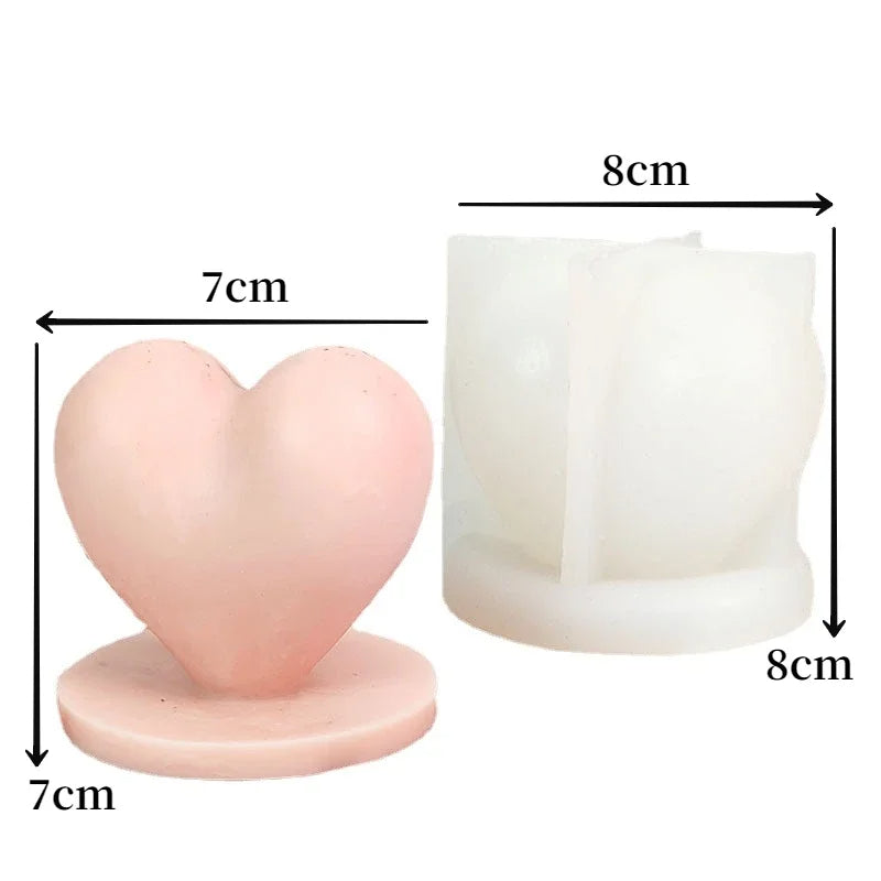 3D Love Heart with Base Silicone Candle Making Mould
