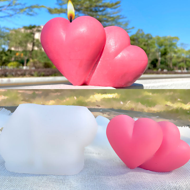 3D Double Linked Hearts Candle Mould - Buy Now!