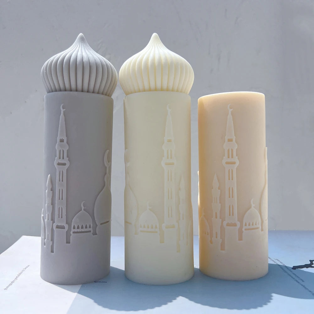 Islamic Mosque Silhouette Ramadan Pillar Candle Silicone Mould