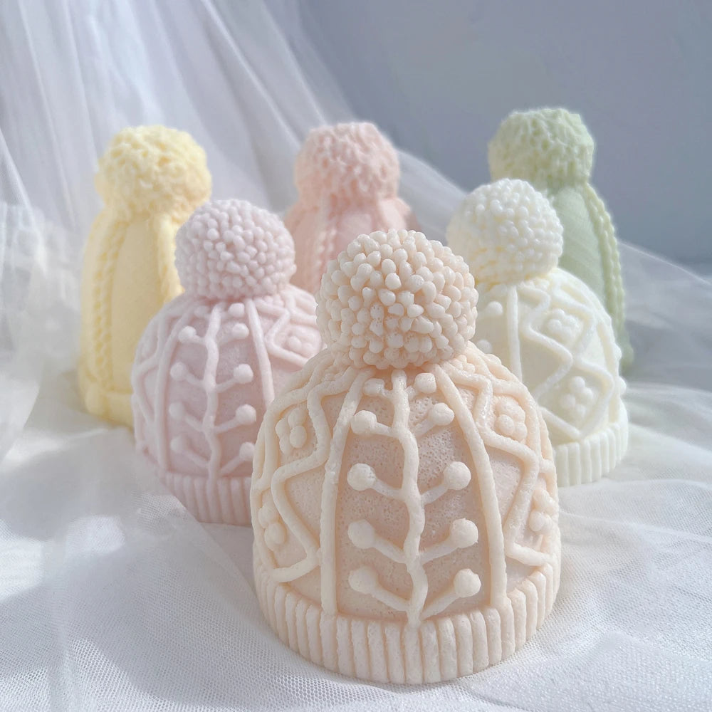 Christmas Winter knitted Hat Silicone Candle Mould