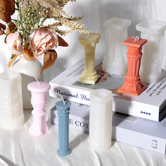 Retro Roman Column Candle Silicone Mould