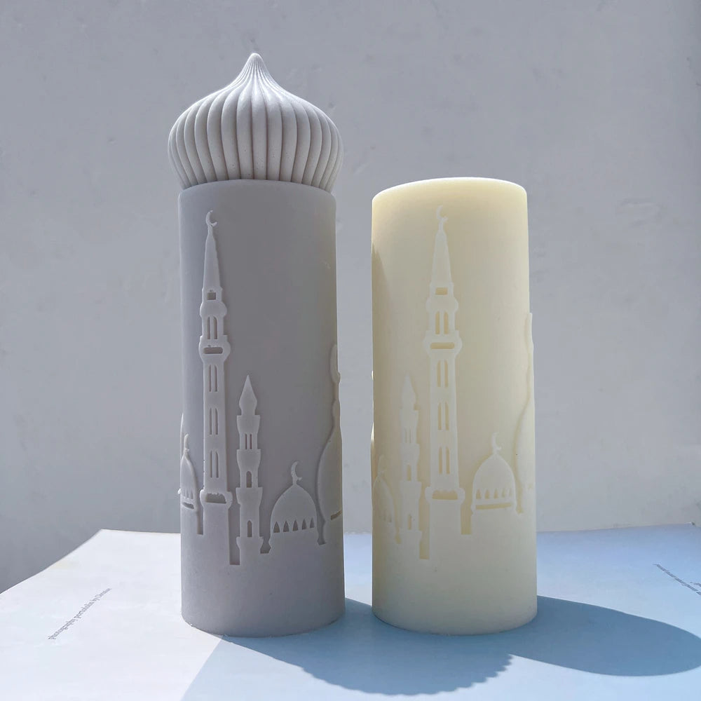 Islamic Mosque Silhouette Ramadan Pillar Candle Silicone Mould