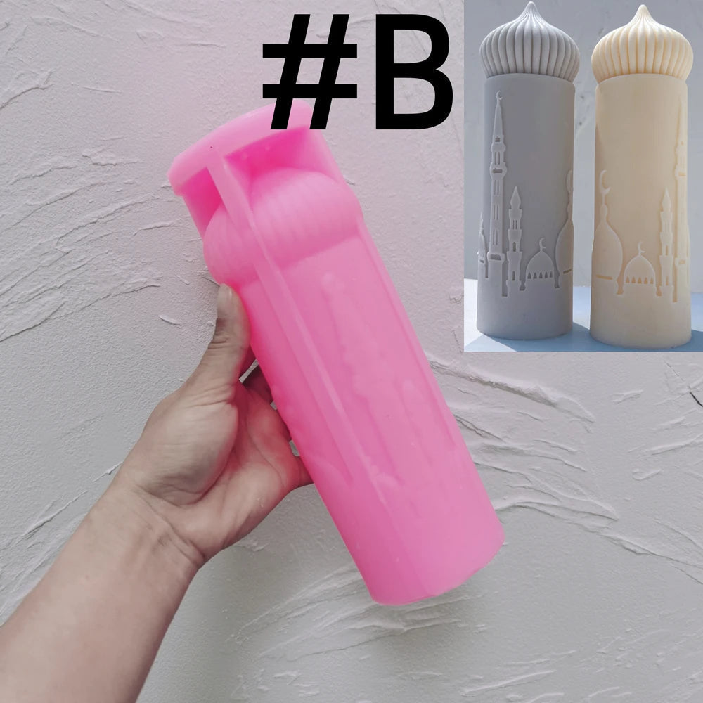 Islamic Mosque Silhouette Ramadan Pillar Candle Silicone Mould