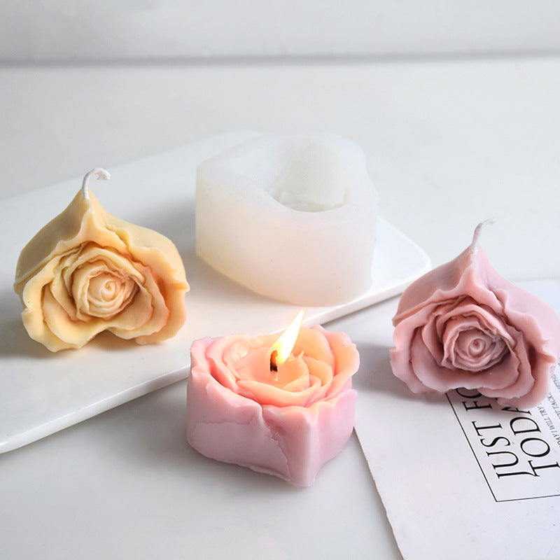 Rose Love Heart Silicone Candle Mould
