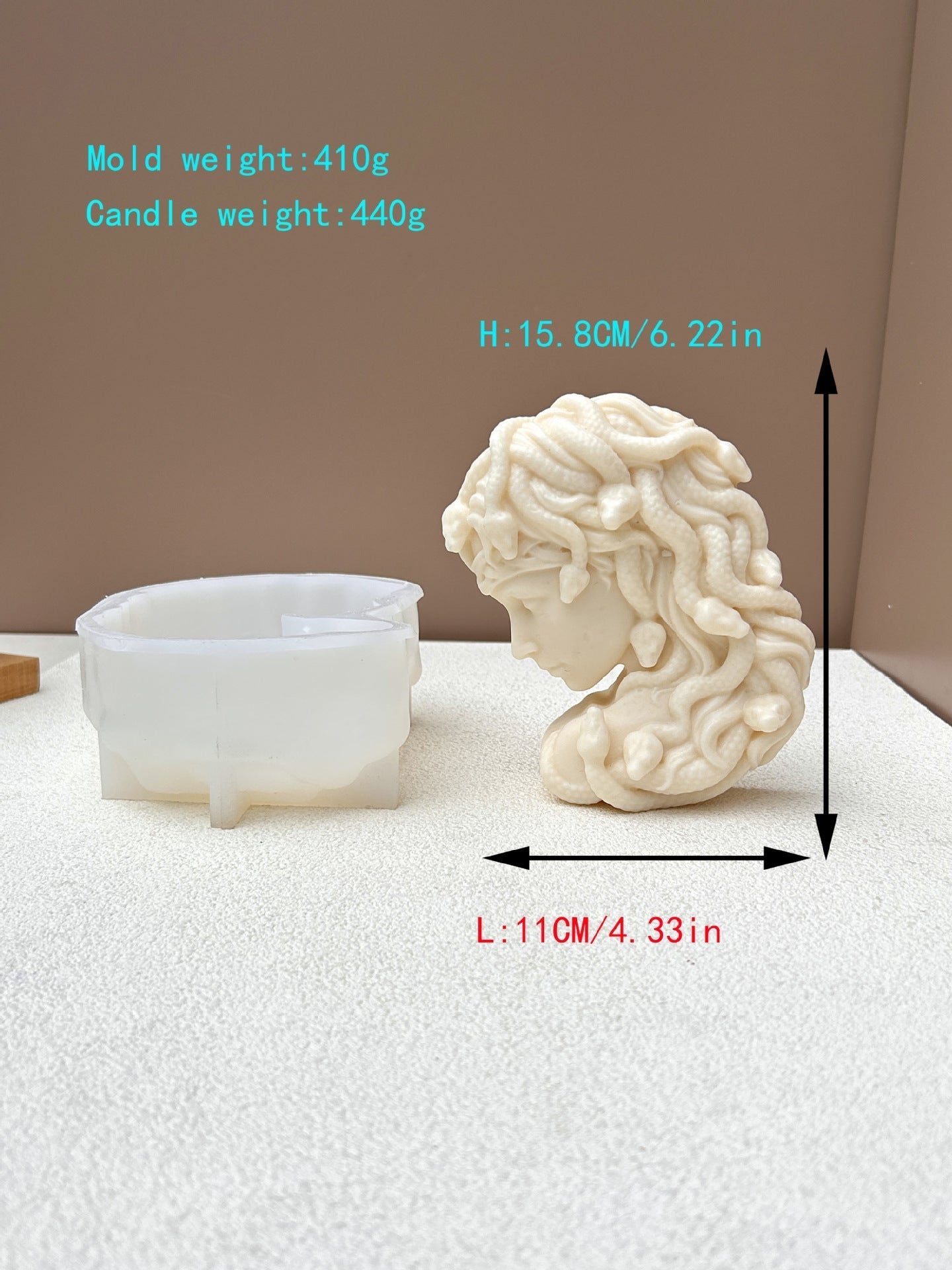 Half Face Medusa Silicone Candle Mould