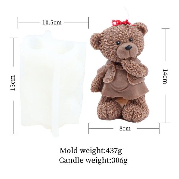 3D Cute Bear Silicone Candle Mould